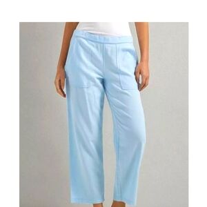 Lee Women's Ultra Lux Mid Rise Pull-On Crop Pant Size 18 Blue Sky Cotton Linen